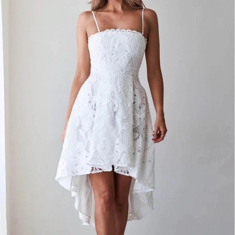 White High-Low Lace Dress